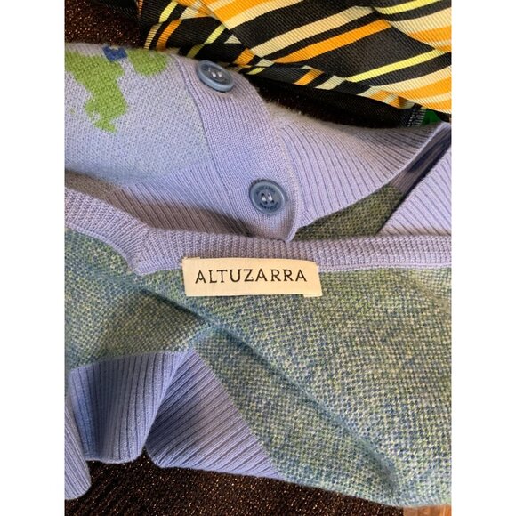 Altuzarra Blue Floral Wool Sleeveless Button Crop Top Size Large - Picture 6 of 6